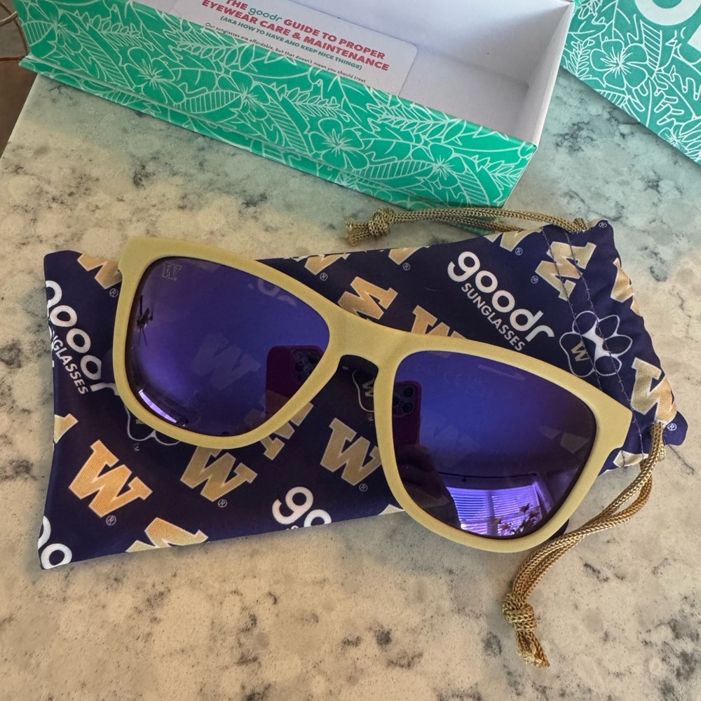 Goodr University of Washington Gold Sunglasses with Purple Lenses